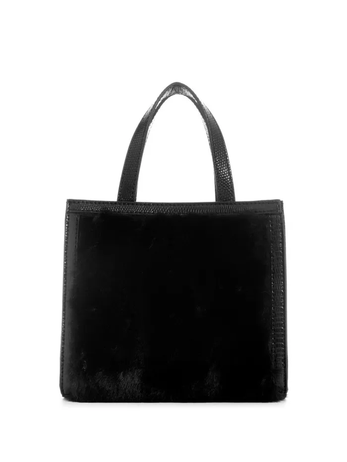 Women GUESS Bergen Compartment Mini Tote Black Handbags Women GUESS Bergen Compartment Mini Tote Black Handbags