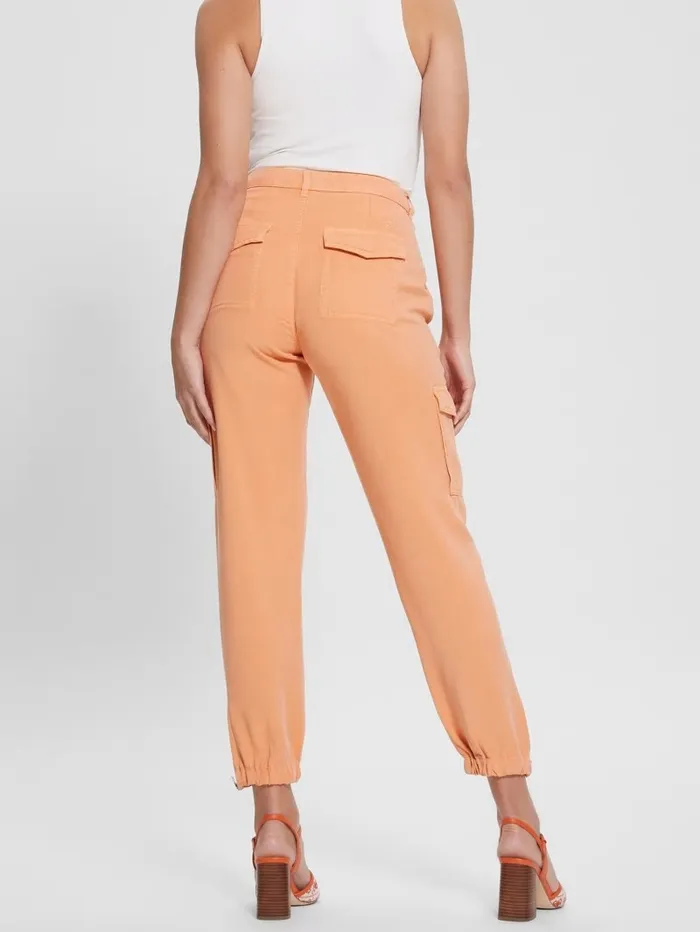 Women GUESS Bowie Chino Cargo Pants Sweet Peach Multi Bottoms