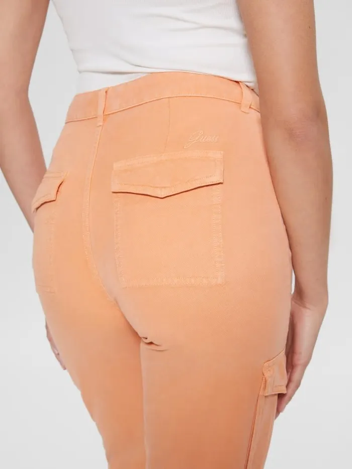 Women GUESS Bowie Chino Cargo Pants Sweet Peach Multi Bottoms