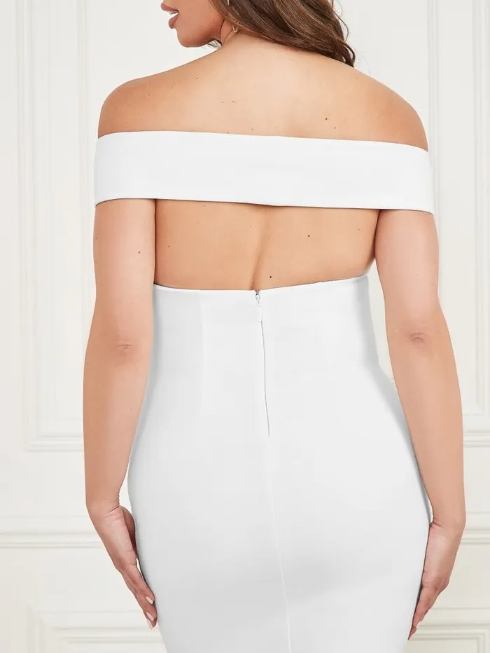 Women GUESS Dahlia OfftheShoulder Dress Pale Pearl Dresses and Jumpsuits Women GUESS Dahlia OfftheShoulder Dress Pale Pearl Dresses and Jumpsuits