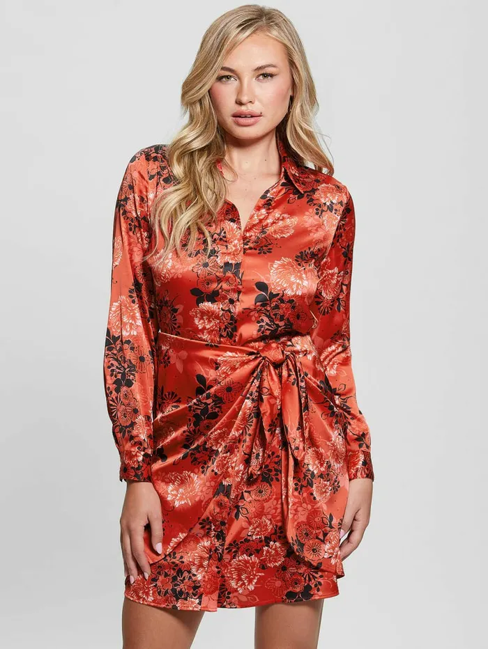 Women GUESS Eco Alya Printed Dress Call Me Cherry Print Dresses and Jumpsuits