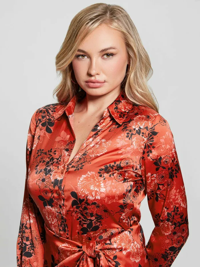 Women GUESS Eco Alya Printed Dress Call Me Cherry Print Dresses and Jumpsuits