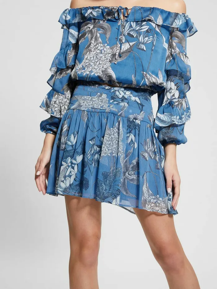 Women GUESS Eco Bianca Mini Skirt Phantom Flora Print Bottoms Women GUESS Eco Bianca Mini Skirt Phantom Flora Print Bottoms