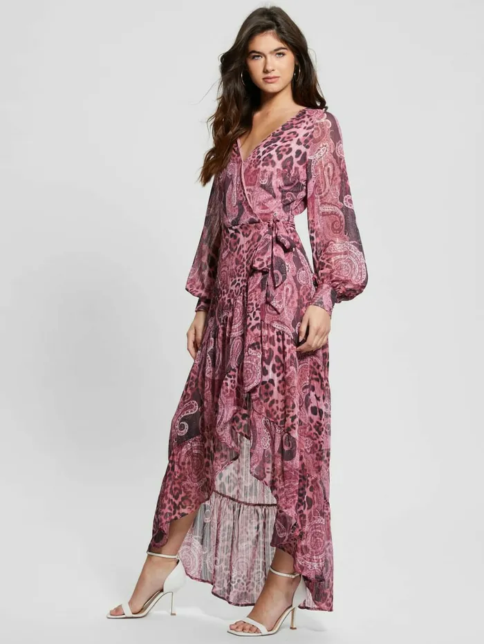Women GUESS Eco Nuovo Bahia Wrap Maxi Dress Purple Kashmir Print Dresses and Jumpsuits Women GUESS Eco Nuovo Bahia Wrap Maxi Dress Purple Kashmir Print Dresses and Jumpsuits