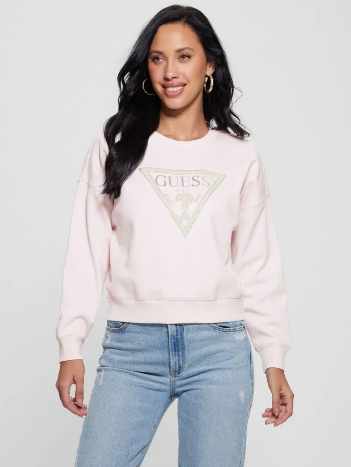 Women GUESS Eco Relaxed Sweatshirt Low Key Pink Tops Women GUESS Eco Relaxed Sweatshirt Low Key Pink Tops
