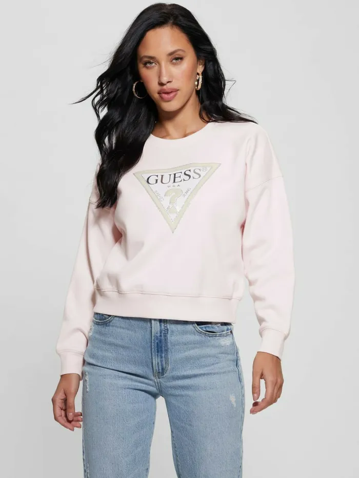 Women GUESS Eco Relaxed Sweatshirt Low Key Pink Tops Women GUESS Eco Relaxed Sweatshirt Low Key Pink Tops
