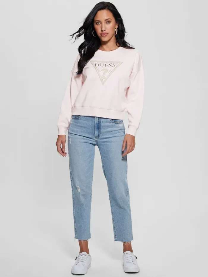 Women GUESS Eco Relaxed Sweatshirt Low Key Pink Tops Women GUESS Eco Relaxed Sweatshirt Low Key Pink Tops