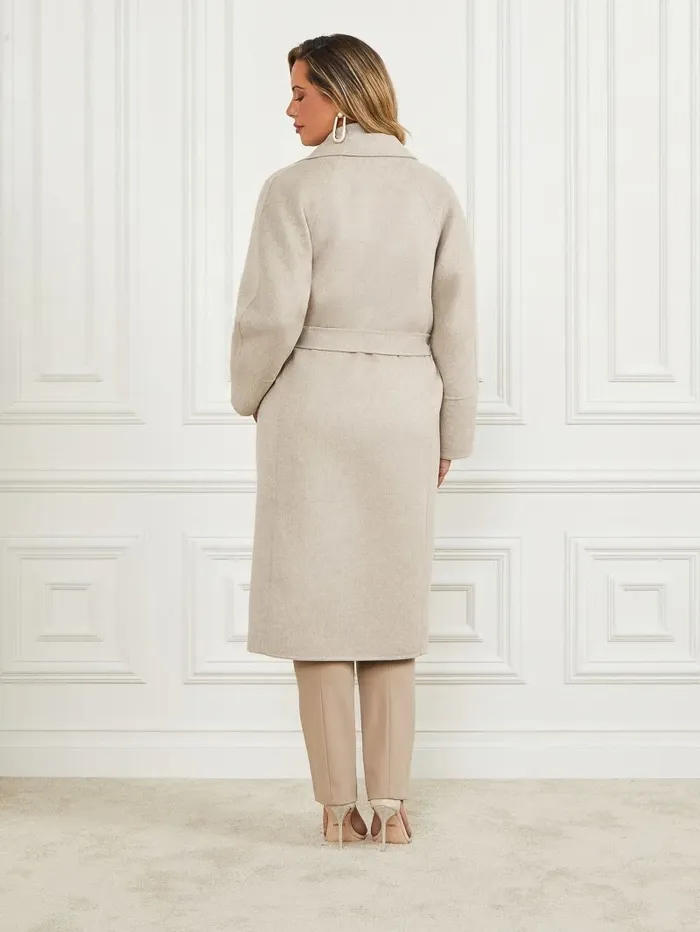 Women GUESS Maxime WoolBlend Coat Light Grey Multi Jackets and Coats Women GUESS Maxime WoolBlend Coat Light Grey Multi Jackets and Coats