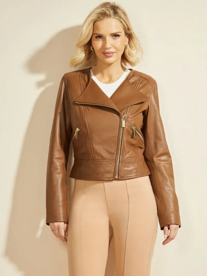 Women GUESS Rylee Leather Jacket Emperor Brown Jackets and Coats Women GUESS Rylee Leather Jacket Emperor Brown Jackets and Coats