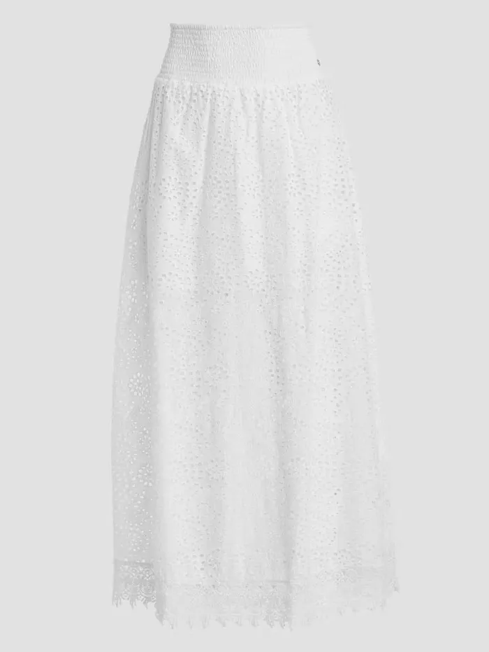 Women GUESS Sangallo Rafa Long Skirt Pure White Bottoms Women GUESS Sangallo Rafa Long Skirt Pure White Bottoms