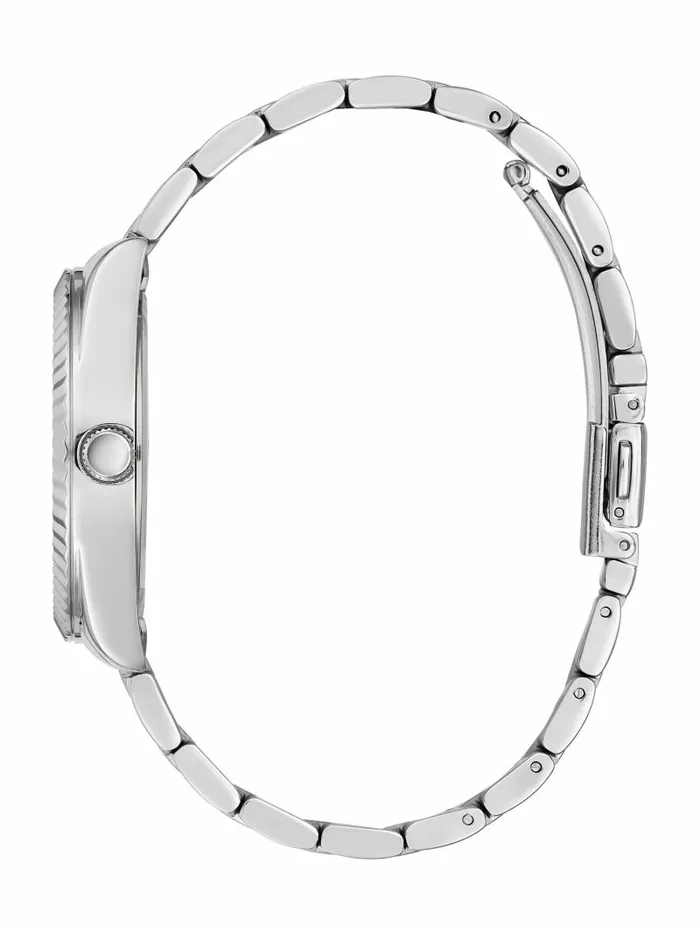 Women GUESS SilverTone and Teal Textured Analog Watch Silver Watches Women GUESS SilverTone and Teal Textured Analog Watch Silver Watches