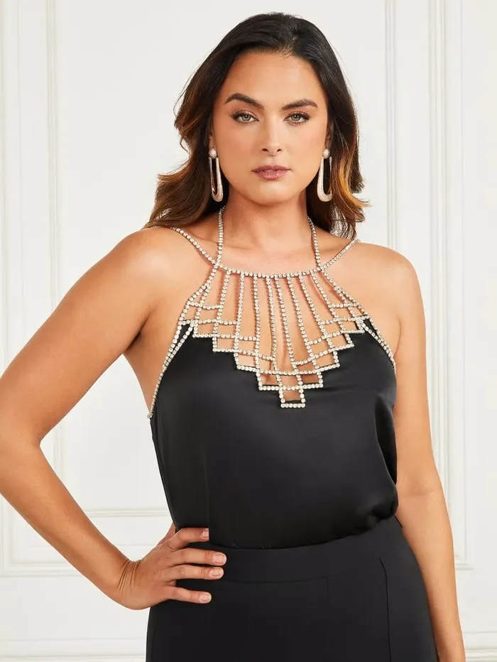 Women GUESS The Fifi Top Black Tops Women GUESS The Fifi Top Black Tops