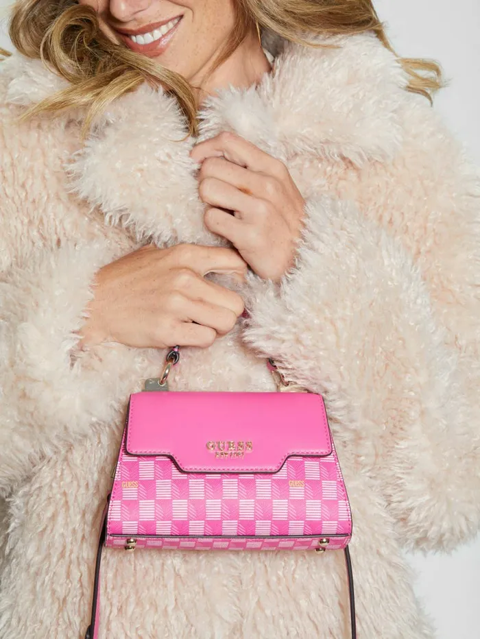 Women Hallie Mini FoldOver Flap Bag Fuchsia Logo Handbags GUESS Women Hallie Mini FoldOver Flap Bag Fuchsia Logo Handbags GUESS