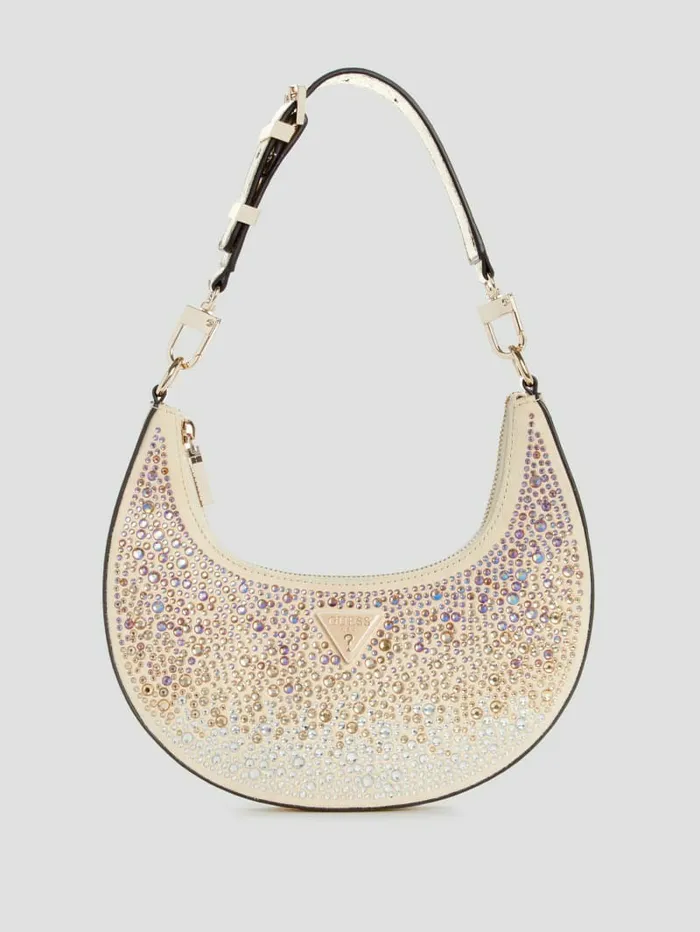 Women Handbags GUESS Lua Rhinestone Shoulder Bag Gold
