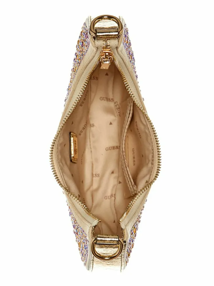 Women Handbags GUESS Lua Rhinestone Shoulder Bag Gold Women Handbags GUESS Lua Rhinestone Shoulder Bag Gold