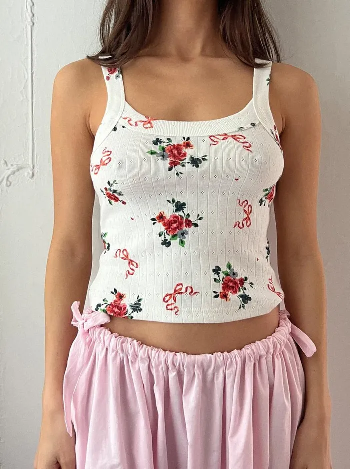 Women Harley Pointelle Tank Pointelle Bouquet Lisa Says Gah Sleeveless Tops