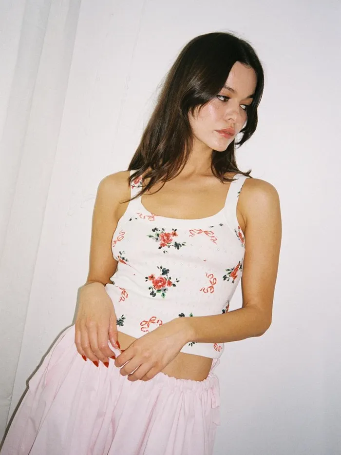 Women Harley Pointelle Tank Pointelle Bouquet Lisa Says Gah Sleeveless Tops