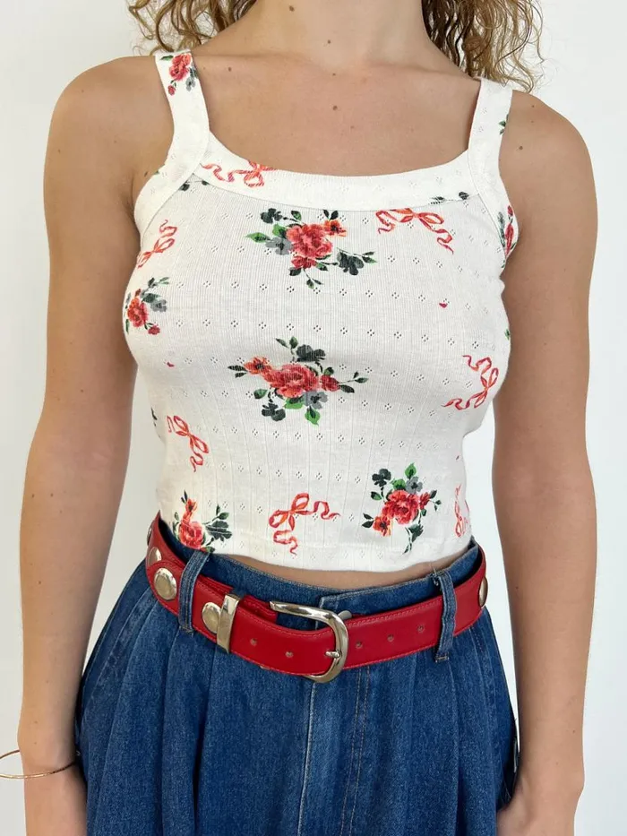 Women Harley Pointelle Tank Pointelle Bouquet Lisa Says Gah Sleeveless Tops