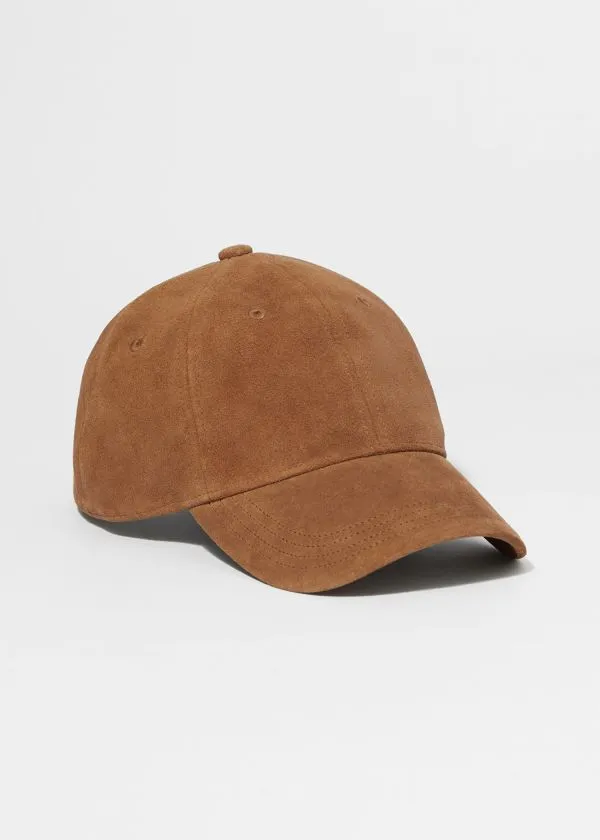 Women Headwear and Other Stories Suede Baseball Cap Cognac
