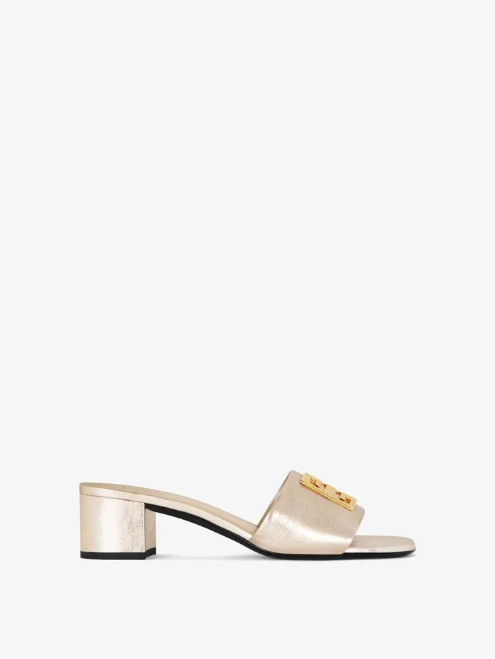 Women Heels Givenchy 4G Mules In 4G Lurex Embroidery Dusty Golden