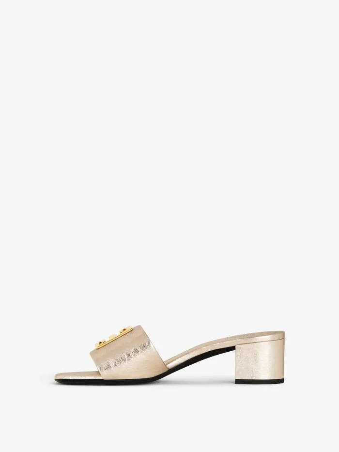 Women Heels Givenchy 4G Mules In 4G Lurex Embroidery Dusty Golden