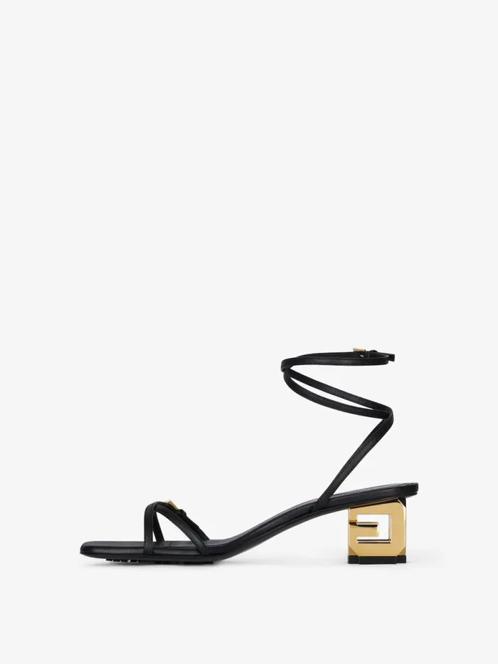 Women Heels Givenchy G Cube Sandals In Leather Black Women Heels Givenchy G Cube Sandals In Leather Black