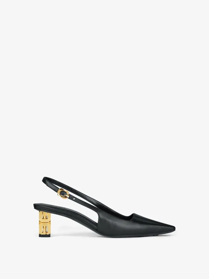 Women Heels Givenchy G Cube Slingback Pumps In Leather Black