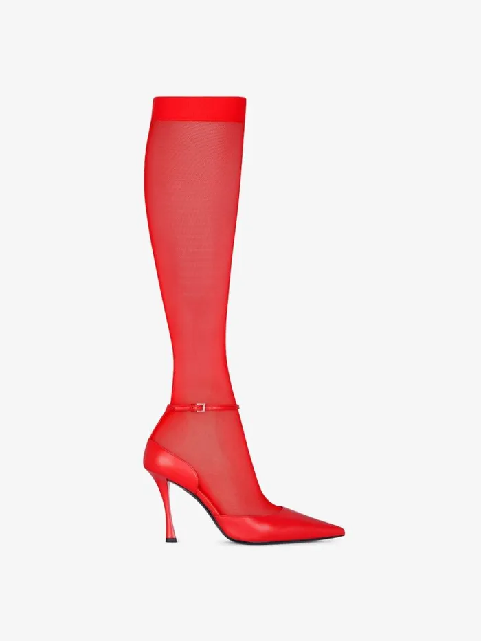 Women Heels Givenchy Show Pumps In Leather With Stockings Red