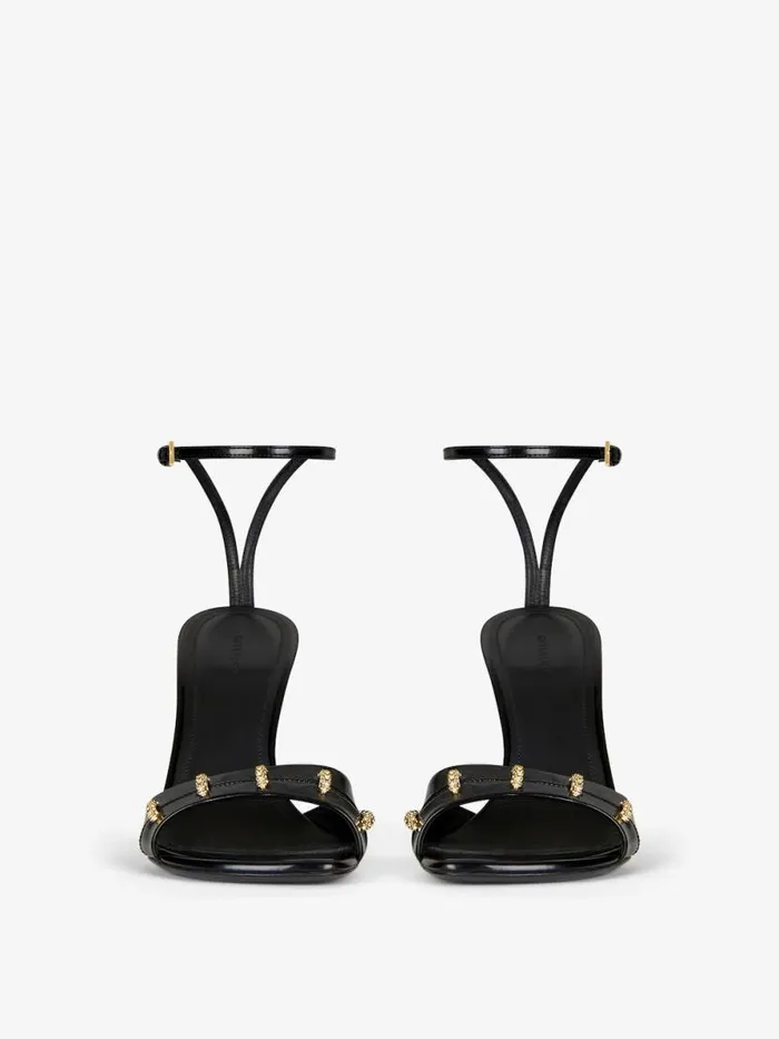 Women Heels Givenchy Stitch Sandals In Leather With Crystals Details Black Women Heels Givenchy Stitch Sandals In Leather With Crystals Details Black
