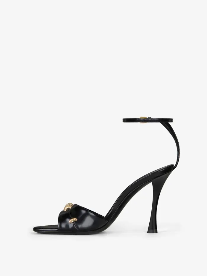 Women Heels Givenchy Stitch Sandals In Leather With Crystals Details Black Women Heels Givenchy Stitch Sandals In Leather With Crystals Details Black