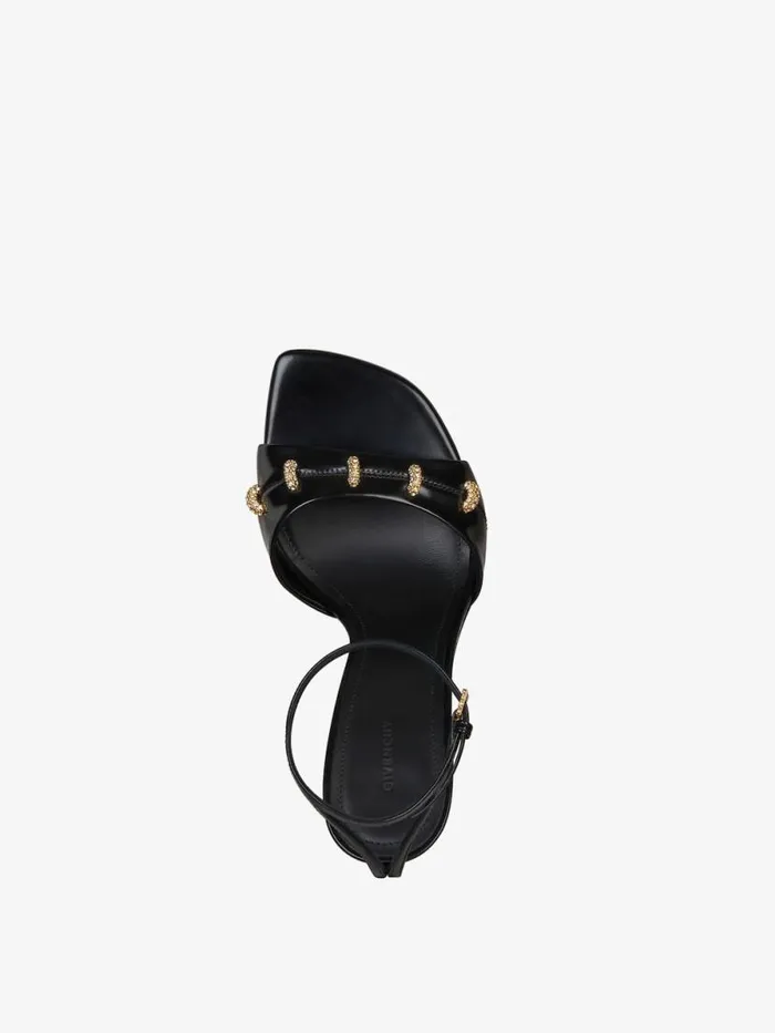 Women Heels Givenchy Stitch Sandals In Leather With Crystals Details Black Women Heels Givenchy Stitch Sandals In Leather With Crystals Details Black