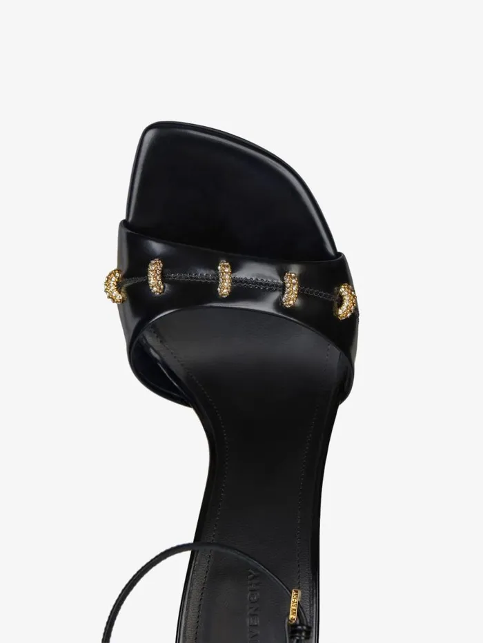 Women Heels Givenchy Stitch Sandals In Leather With Crystals Details Black Women Heels Givenchy Stitch Sandals In Leather With Crystals Details Black