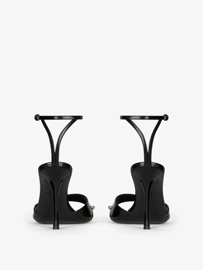 Women Heels Givenchy Stitch Sandals In Leather With Crystals Details Black Women Heels Givenchy Stitch Sandals In Leather With Crystals Details Black