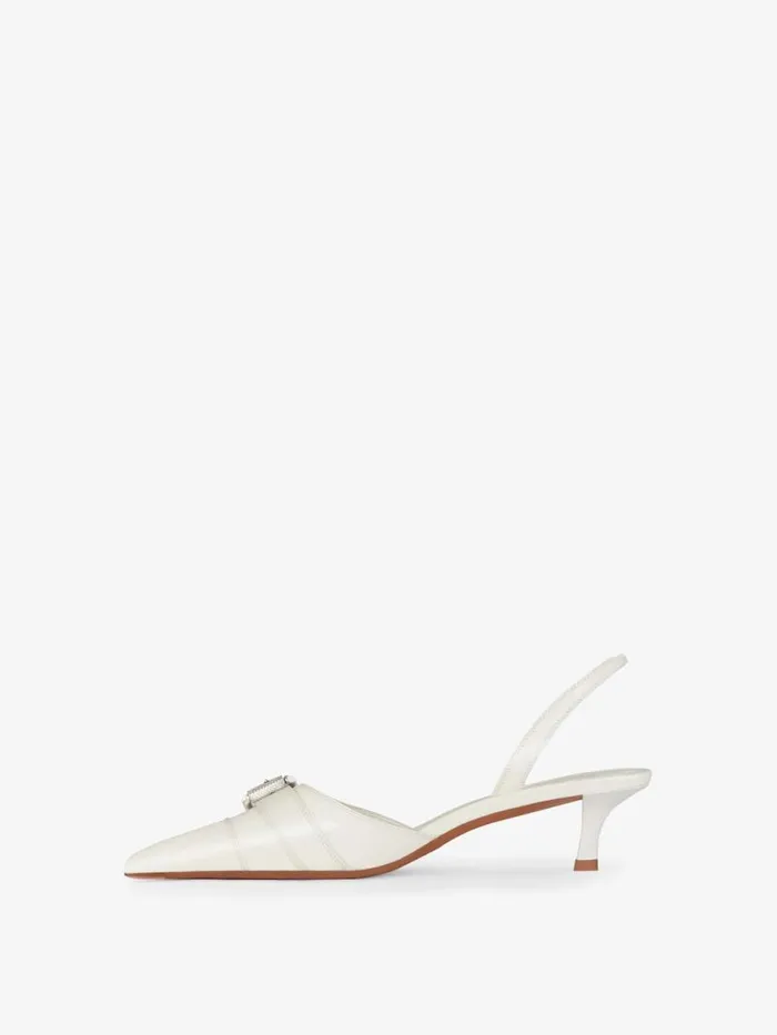 Women Heels Givenchy Voyou Slingbacks In Grained Leather Ivory Women Heels Givenchy Voyou Slingbacks In Grained Leather Ivory