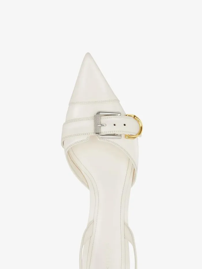 Women Heels Givenchy Voyou Slingbacks In Grained Leather Ivory Women Heels Givenchy Voyou Slingbacks In Grained Leather Ivory