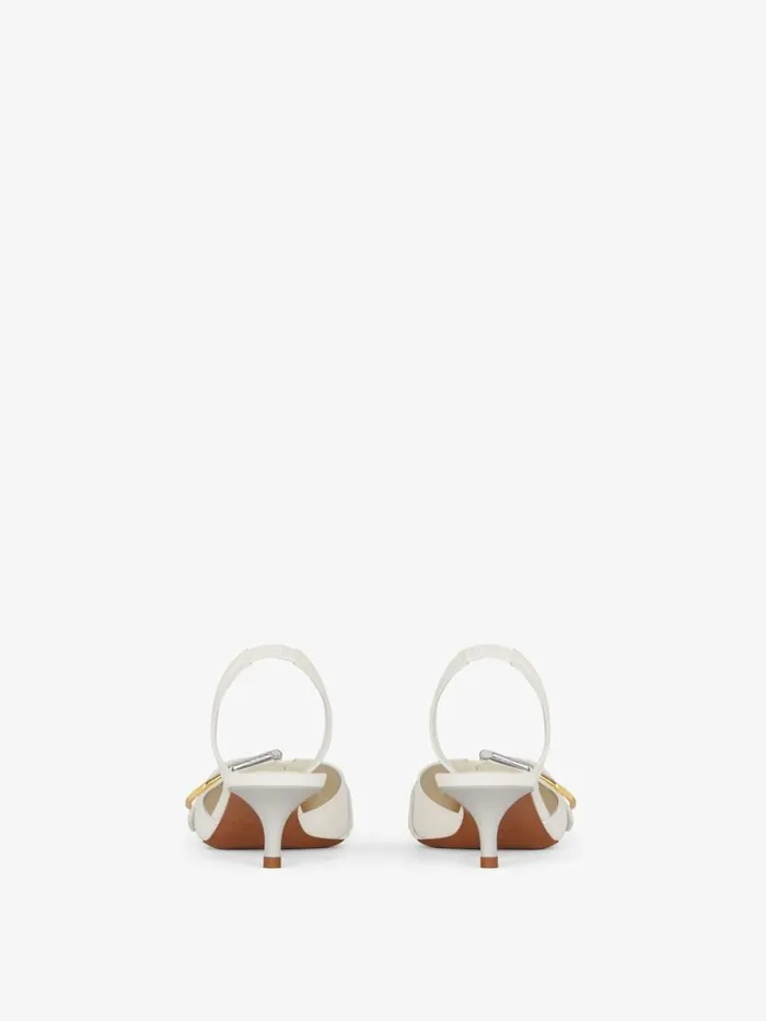 Women Heels Givenchy Voyou Slingbacks In Grained Leather Ivory Women Heels Givenchy Voyou Slingbacks In Grained Leather Ivory