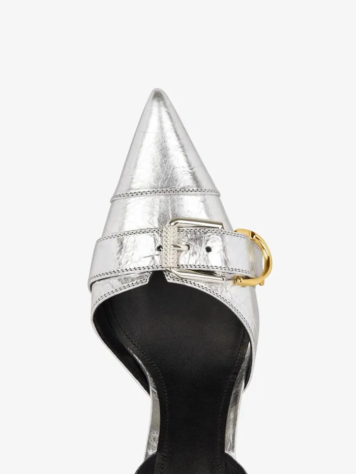 Women Heels Givenchy Voyou Slingbacks In Laminated Leather Silvery Women Heels Givenchy Voyou Slingbacks In Laminated Leather Silvery