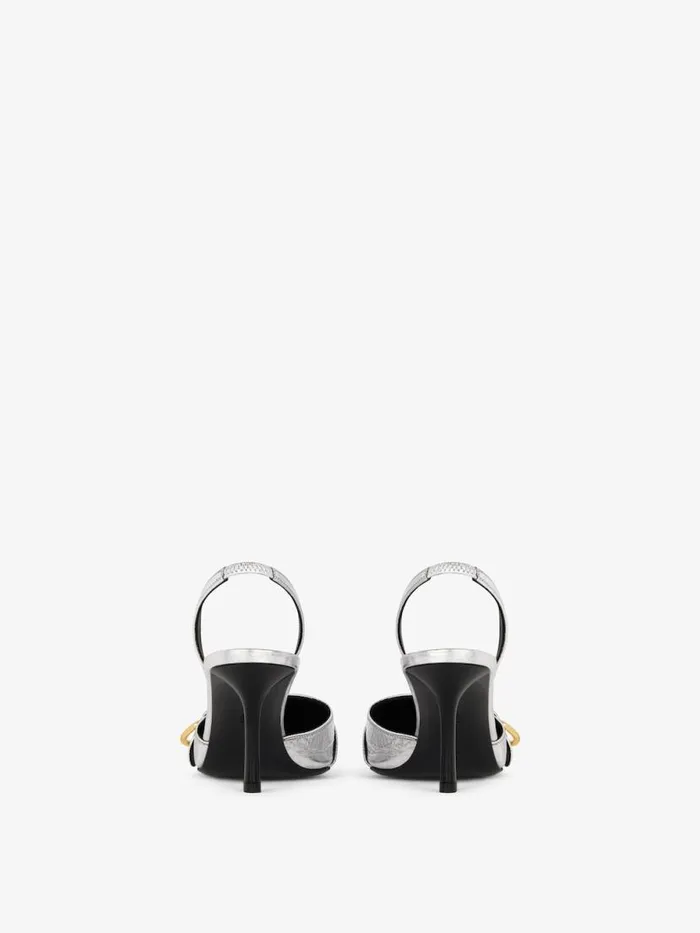 Women Heels Givenchy Voyou Slingbacks In Laminated Leather Silvery Women Heels Givenchy Voyou Slingbacks In Laminated Leather Silvery