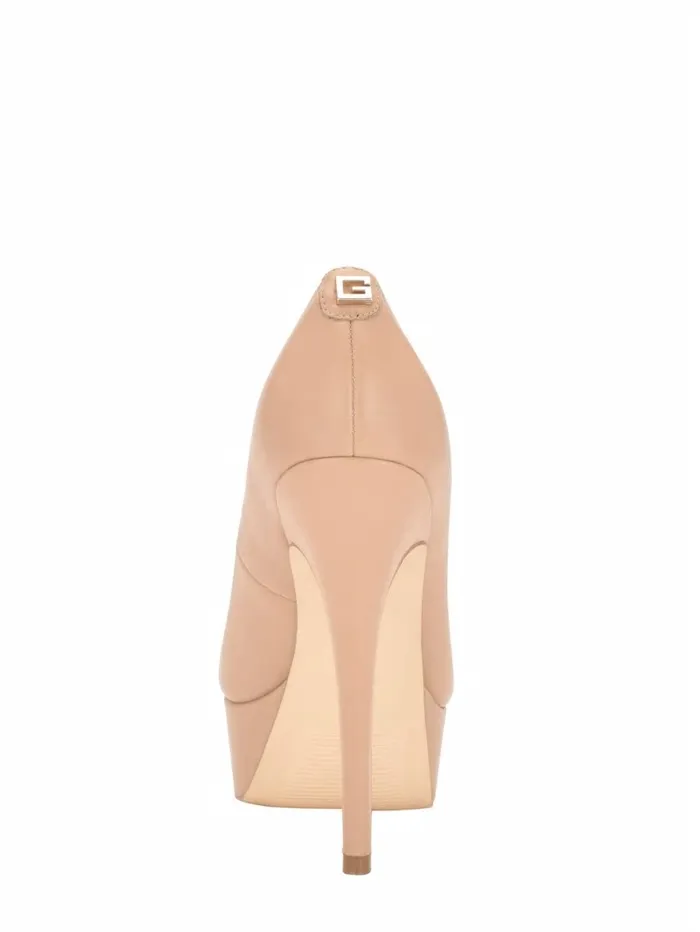 Women Heels GUESS Cador Leather Stiletto Heels Light Natural 110