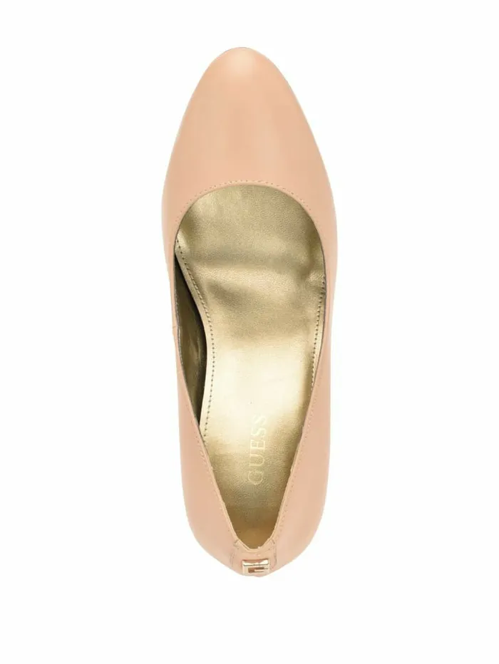 Women Heels GUESS Cador Leather Stiletto Heels Light Natural 110