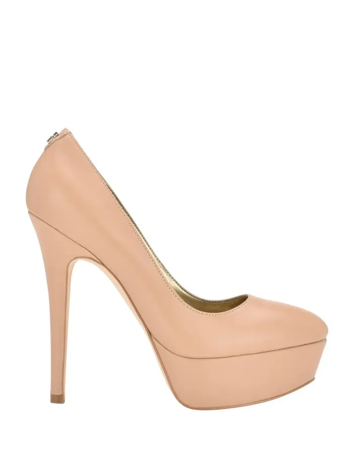 Women Heels GUESS Cador Leather Stiletto Heels Light Natural 110