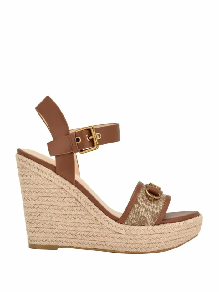 Women Heels GUESS Hisley Wedge Sandals Medium Brown Women Heels GUESS Hisley Wedge Sandals Medium Brown