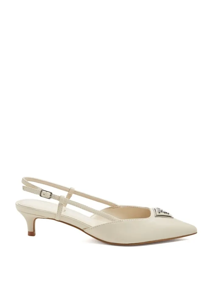Women Heels GUESS Jesson Triangle Kitten Heels Ivory 150 Women Heels GUESS Jesson Triangle Kitten Heels Ivory 150