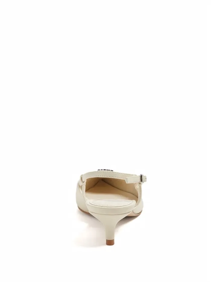 Women Heels GUESS Jesson Triangle Kitten Heels Ivory 150 Women Heels GUESS Jesson Triangle Kitten Heels Ivory 150