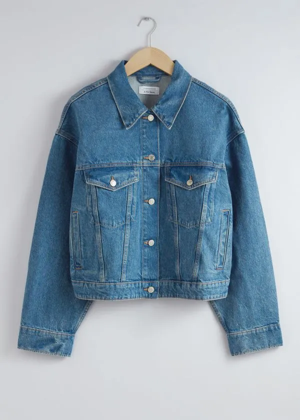 Women Jackets and Coats and Other Stories Boxy Denim Jacket Mid Blue