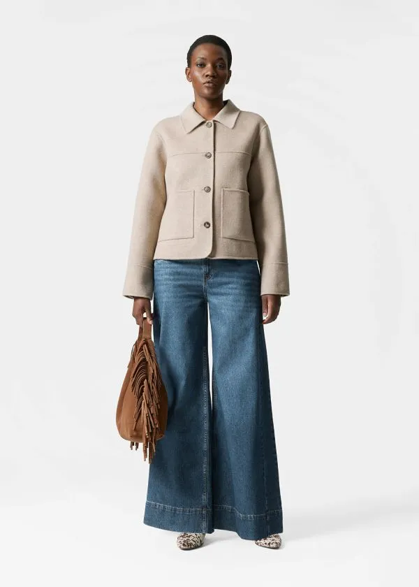 Women Jackets and Coats and Other Stories Collared Wool Jacket Beige