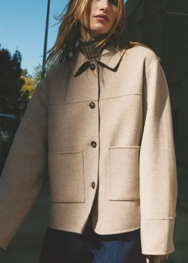 Women Jackets and Coats and Other Stories Collared Wool Jacket Beige