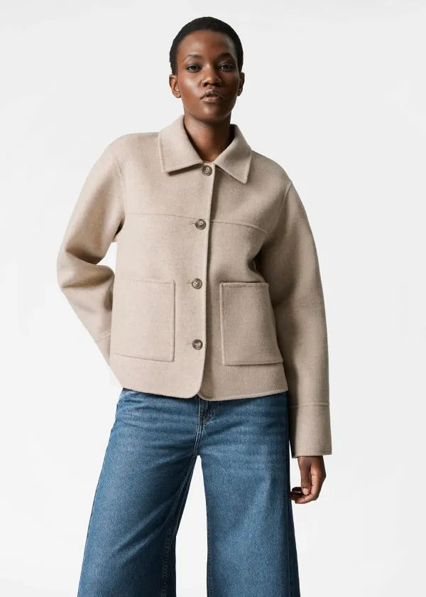 Women Jackets and Coats and Other Stories Collared Wool Jacket Beige