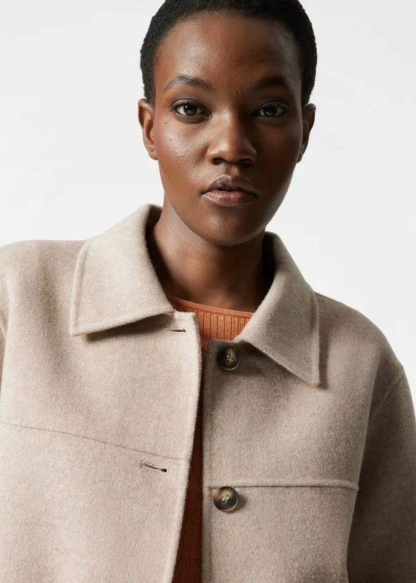 Women Jackets and Coats and Other Stories Collared Wool Jacket Beige