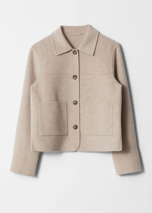 Women Jackets and Coats and Other Stories Collared Wool Jacket Beige